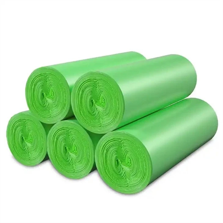 Compostable Green Durable Cornstarch Drawstring Garbage Bags For Household